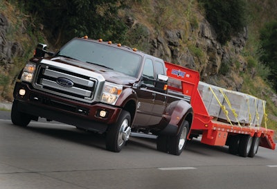 The F-450 has a GCWR of 40,000 lbs., half that of a Class 8 truck.