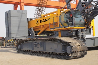 Sany America introduced the SCC8500 in 2012, a 550-ton crawler crane with an automatic counterbalance system found to infringe on patents held by Manitowoc.