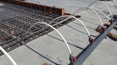 Heat removal by cooling pipes depends on location, size and spacing, flow rate and temperature of the chilled water. Cooling pipes must be pressure grouted after the cooling period ends.