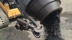 The SkidPatcher10A recycles old asphalt millings into a 300 degree F hot mix that is ready for laydown in just 10 minutes.
