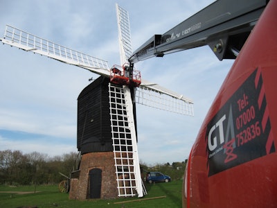 Today, the Skyjack boom lift provided the precise handling and tight turning radius needed to fix the windmill's broken sail with ease.
