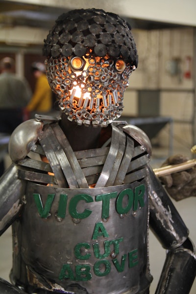 This Halloween-worthy VictorMan sculpture won one of the three team awards in the 2013 Victor Technologies A Cut Above contest. For videos on past winners, as well as 2014 contest rules and entry forms, visit http://www.victortechnologies.com/acutabove.