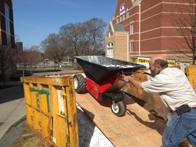 With the Power Pusher electric wheelbarrow, operators can easily move large loads without significant manual labor.