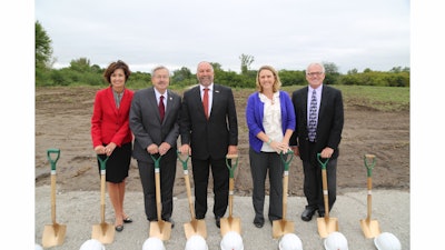 From left: Iowa Lt Governor Kim Reynolds, Iowa Governor Terrry Branstad, Iowa State University President Steven Leath, Vermeer Continuous Improvement Manager Mindi Vanden Bosch, Vermeer Chairman Robert Vermeer