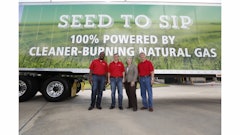 From left to right: Damola Oshin, general manager, Anheuser-Busch Houston Brewery; James Sembrot, senior director of transportation, Anheuser-Busch; Mayor Annise Parker; Dennis Cooke, president, fleet management solutions, Ryder.