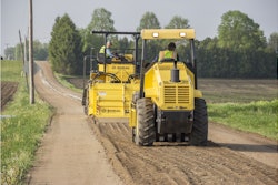 The BW177PDH-2 padfoot roller, with its dual frequency and amplitude vibratory system, followed the recycler to provide initial compaction for the road.