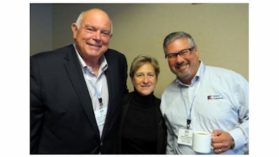 NAPA President William C. Ensor, President of Maryland Paving (left), discusses the future of the industry with CalAPA Senior Technical Consultant Dr. Rita B. Leahy (center) and CalAPA member Brian Handshoe, Vice President, Operations of Kenco Engineering