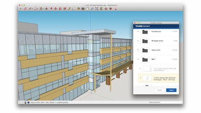 Import a MEP reference model in SketchUp Pro using Trimble Connect.