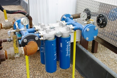 Protecting your investments with filtration systems decreases fueling time and can increase flow capacity from tank to equipment. Shown is the Donaldson Clean Solutions 4 filter Manifold, which has a max flow range of 250 gpm/946 ppm.