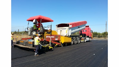 Test track construction in Greece with the MOBA-matic II levelling system.