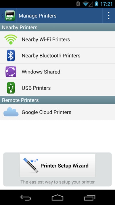 The Printer Setup Wizard detects printers automatically and will guide users through the configuration process.