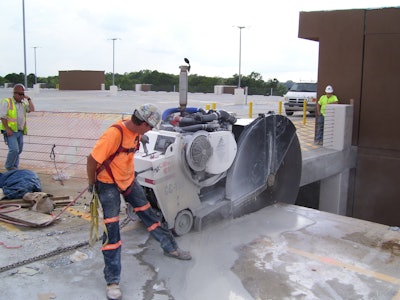 Slab decks were cut into 20-ft. by 6-ft. sections on the Wind Creek Casino Parking Garage Project completed by International Drilling & Sawing Inc.