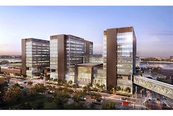 An aerial view from the East of the future Headquarters Building Campus.