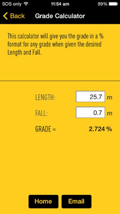 CivilWorks has grade conversion for setting the correct pipeline percentage grades and helping new civil works employees use pipe lasers correctly.