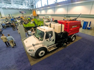 Unlike most sweepers, this new item runs off a single engine vacuum sweeper from Vacall operates on just one engine for both the cab and sweeping operations.
