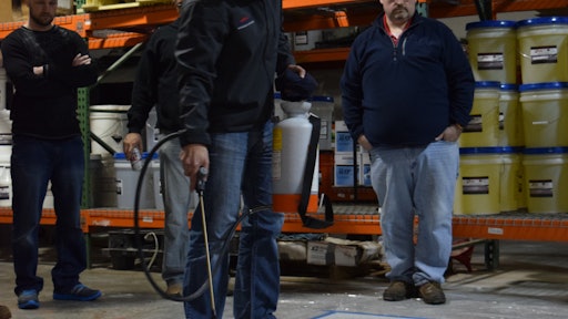 When applying dye use a HVLP sprayer and make sure to do circular motions about the size of a basketball with the sprayer wand.