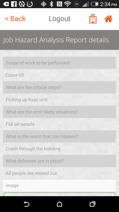 The app allows contractors to use their mobile device to record safety issues which can then be tracked using a website or emailed from within the application. The app also features real-time reporting.