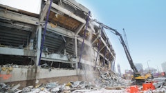 The three largest construction projects underway in the Twin Cities all have a recycling rate of more than 90%, one of which is the new Viking Stadium. Pictured here is part of that project, the demolition of the old Metrodome.