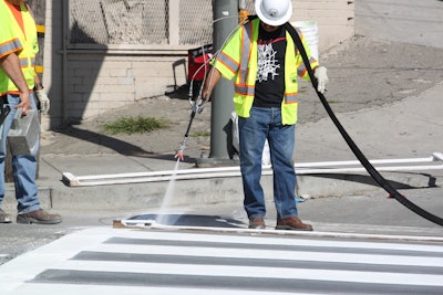 MMA 1:1 being applied on a crosswalk.