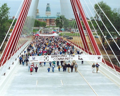 Milestone coordinated with the City of Columbus, IN, for a “Bridge Party” prior to the opening of the 2nd Street Bridge in 1999. After the inaugural trip across the bridge, a festival was held with free food, music and children’s activities.