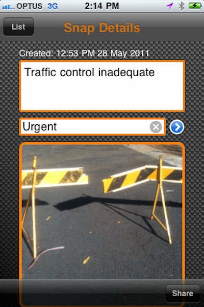 Use SafetySnaps mobile app to take a photo, add a description, select a priority and record the location of a health or safety issue on a jobsite.