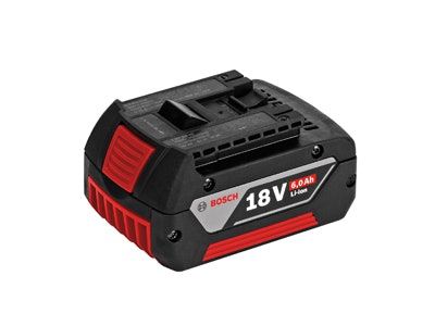 The Bosch BAT622 18V FatPack is a 6.0 Ah battery promising up to 45% longer run time on a charge. The 18V Lithium-ion battery matches size and weight of Bosch 3.0 Ah, 4.0 Ah and 5.0 Ah 18V batteries.