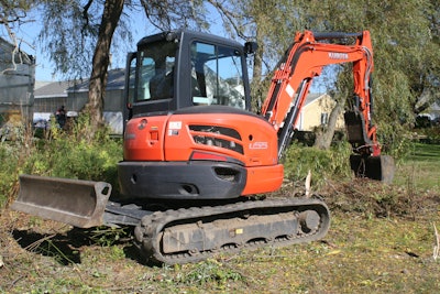 Tiger & Son Tree and Landscape used a Kubota U55 mini-excavator to clear the 30,000-sq.-ft. expansion of an existing lot.
