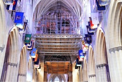The QuikDeck segments were used as working surfaces at the perimeters of the platform facing the nave, great choir and transept areas.
