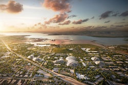 Google's plans for expansion of its corporate headquarters featured a network of translucent, greenhouse-like domes which would include new offices and tree-lined public trails.