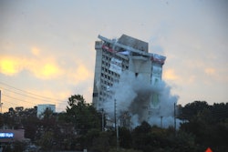 Prior to demolition, all structures required the removal of asbestos-containing materials. This was no small task, as the massive 19-story tower’s entire exterior was covered with asbestos- containing paint.