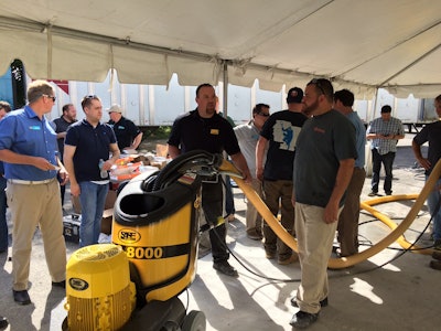 With approximately 55 people in attendance, LATICRETE and SASE Company recently joined together to focus on training operators on how to install LATICRETE'S DURAFLOOR TGA decorative overlay for new and existing concrete surfaces. The training took place at the LATICRETE West Palm Beach, Fla.