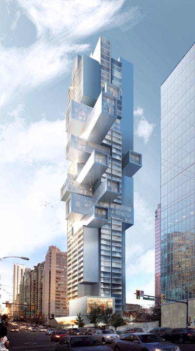 Rendering of proposed Vancouver cantilevered residential high-rise by architect Ole Scheeren.