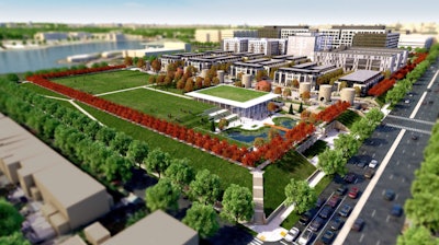 A rendering of the Washington D.C. project, which includes medical offices, townhouses and apartments, retail space and an eight-acre park.
