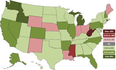 The six states that added the highest percentage of construction workers in May were all in the Northeast, a region that has seen less growth in construction in recent years than other parts of the country.