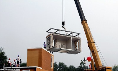 The 3D printed house was assembled in under three hours by a company in central China.