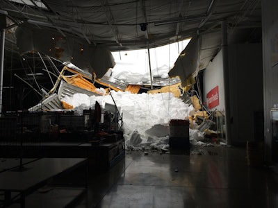 The roof of the building collected approximately 6 million pounds of snow from the extreme amount of snowfall in such a short time period. In some areas of the roof, the snow load was two to three times heavier than the roof loading was originally designed for.