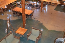 In honor of the 10-year anniversary of the Urban Ecology Center’s first green facility, owners of the facility were looking to create a scale representation of the Lake Michigan shore line in Milwaukee County on their existing concrete floor.