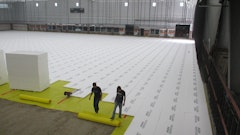 80,000 square feet of under-slab foam insulation was installed in a single 12-hour night’s work, tallying roughly 250 man hours of labor.