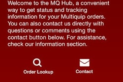 To begin using the Multiquip MQ Hub app, choose Order Lookup or Contact.