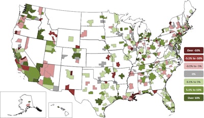 “Although contractors are continuing to add workers in many parts of the country, construction employment stagnated or shrank in nearly half of all metro areas over the past year,” said Ken Simonson, the Associated General Contractors of America's chief economist.