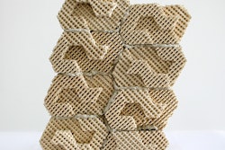 These 3D-printed ceramic bricks are held together with mortar and provide a cool, protective layer against a wall, which helps keep it insulated from heat.