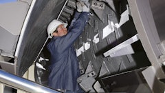 Mixing tip wear needs to be evaluated periodically or when blending quality of the HMA appears inadequate. These mixing tips are reversible to allow increased service life. Drum buildup removal should be performed in conjunction with rotating mixing tips (paddles).