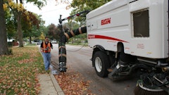 Air sweepers feature a wide pick-up head, large diameter suction hose and the ability to raise/lower the head hydraulically, all things that can make fall cleanup easier on the operator and the machine.