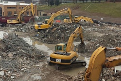 R. Baker & Sons used a variety of carriers and attachments on this New Jersey demolition project, including shears, grapples and grapple buckets.