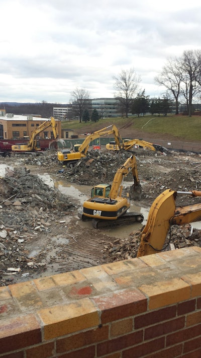 R. Baker & Sons used a variety of carriers and attachments on this New Jersey demolition project, including shears, grapples and grapple buckets.