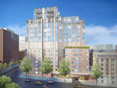 Rendering of what the new 10-story condo and existing 7-story apartment building at 711 West End Avenue in Manhattan would look like.