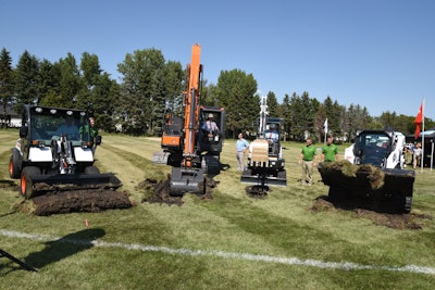 Bobcat compact machines and a Doosan excavator were used by dignitaries to officially break ground for the Bobcat and Doosan headquarters expansion.