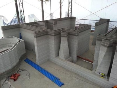 The suite houses two separate bedrooms, a living room and a spa, complete with its very own 3D-printed Jacuzzi. It took more than 100 hours 3D printing the suite, including the time it took to manually install plumbing, wiring and rebars.
