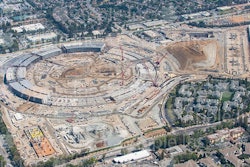 Aerial photo from August 31, 2015, of construction of Apple's Campus 2 in Cupertino, Calif.