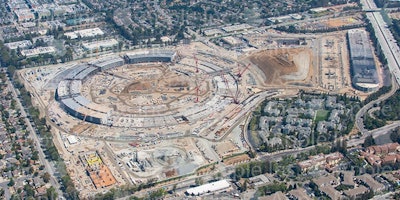 Aerial photo from August 31, 2015, of construction of Apple's Campus 2 in Cupertino, Calif.